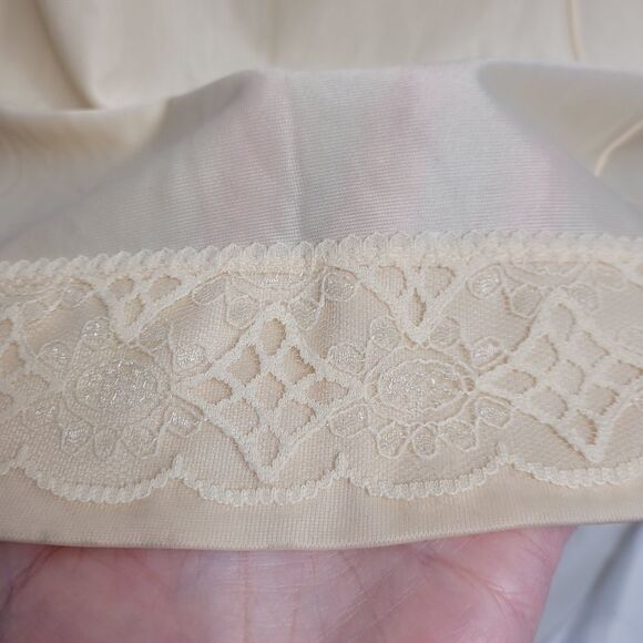 VINTAGE 80s slip ivory cream lace and satin rose grunge floral dress 48/L - Picture 5 of 13